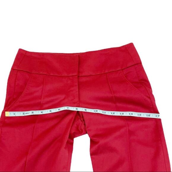 Bebe Sleek Red Silk Blend Cropped Cuffed Pants, Size 4 - Picture 6 of 12